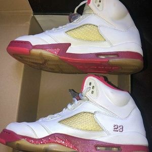 Nike Air Jordan 5 GS Size 7Y White/Scarlet Red